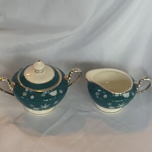 Elegant Teal and Cream Serveware Set